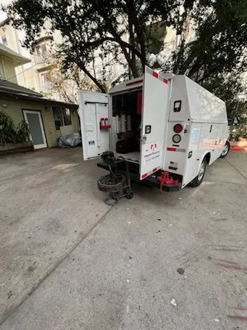 Magnet Plumbing service vehicle on-site for Water Heater Repair in La Presa